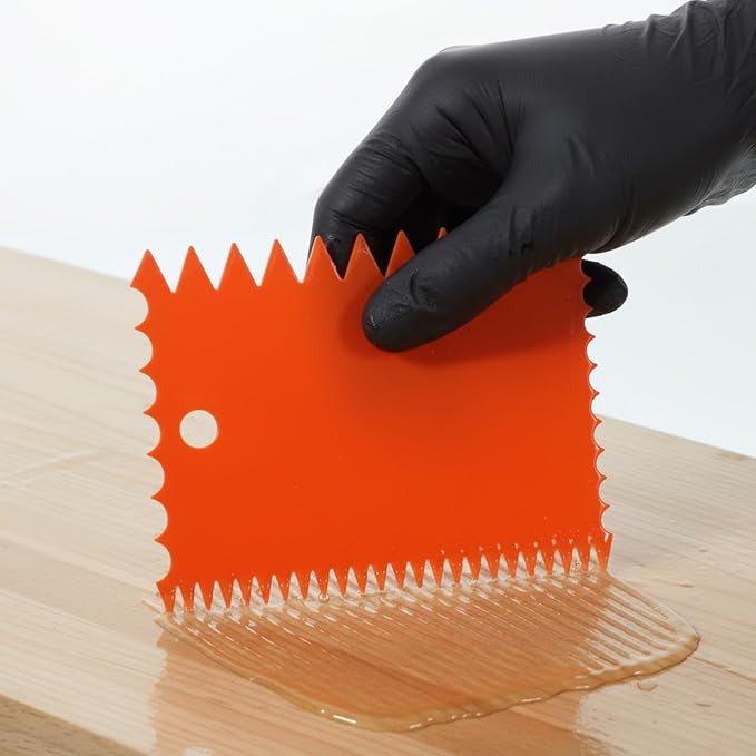 6 Pack Glue Spreader Flexible Reusable Plastic Spreaders Epoxy Resin Spreader Tool Notched Trowel Applicator for Epoxy Resin Putty Fillers Adhesives Caulk Spackling Paste Woodworking and DIY Projects