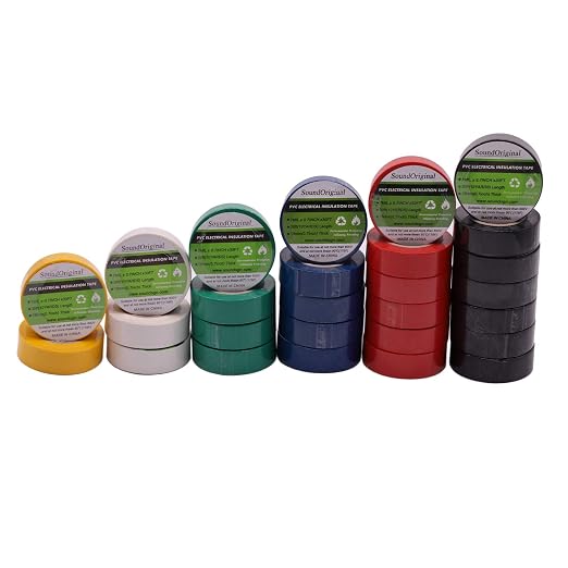 Electrical Tape Colors 6 Pack 0.7-Inch by 30 Feet, Voltage Level 600V Dustproof, Adhesive for General Home Vehicle Auto Car Power Circuit Wiring Multicolor | UL$CSA Certified