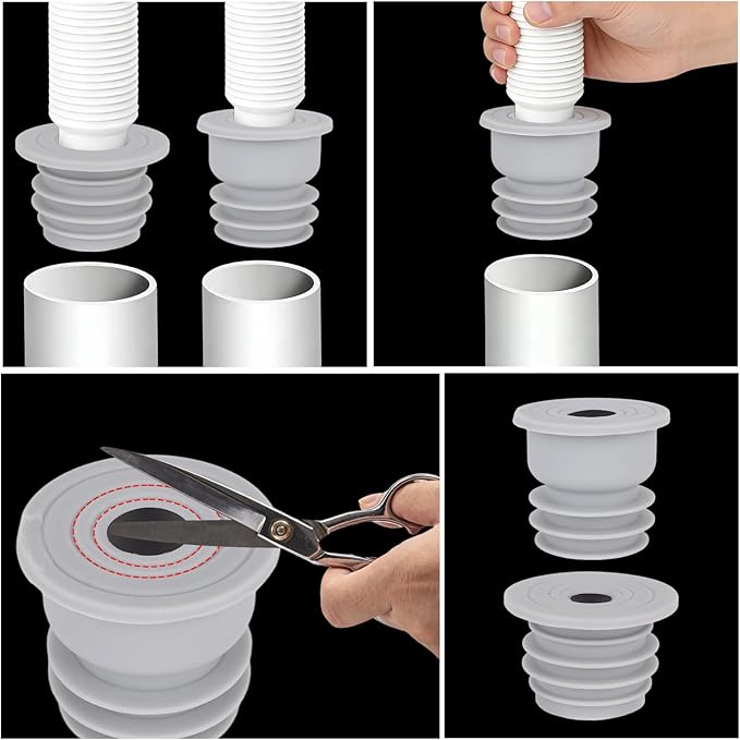 2pcs Washing Machine Drain Hose Seal, Silicone Washer Pipe Cover Plug Hose Adapter Sewer Drain Seal for Kitchen Sink Floor Pipe Bathroom Drainage Laundry Room