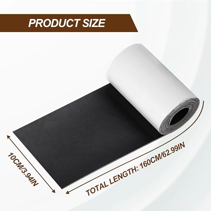 Leather Repair Patch Tape Black 4 x 63 Inches Self Adhesive Leather Repair Kit for Excellent Adhesion Leather Repair Patch Self Adhesive for Car Seat, Motorcycle Seat, Automobile Parts