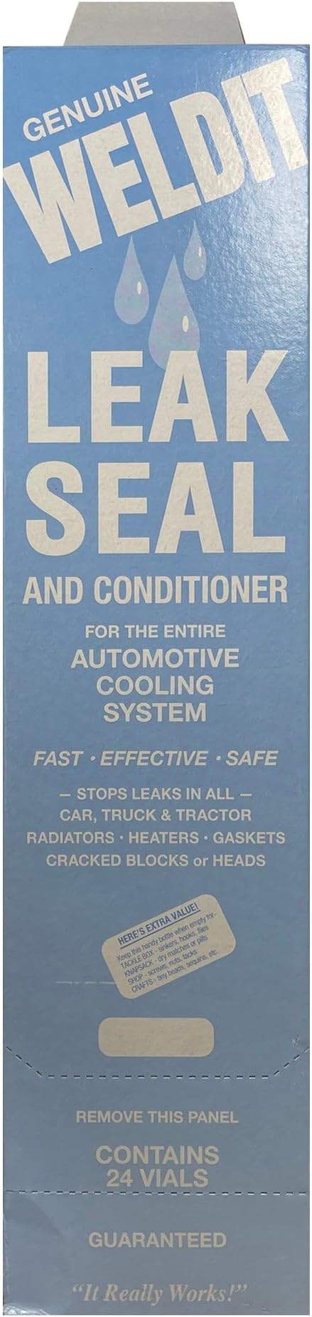WELDIT WS-1P Radiator Cooling System Stop Leak Sealer 20 Grams - USA Made - 24 Vials