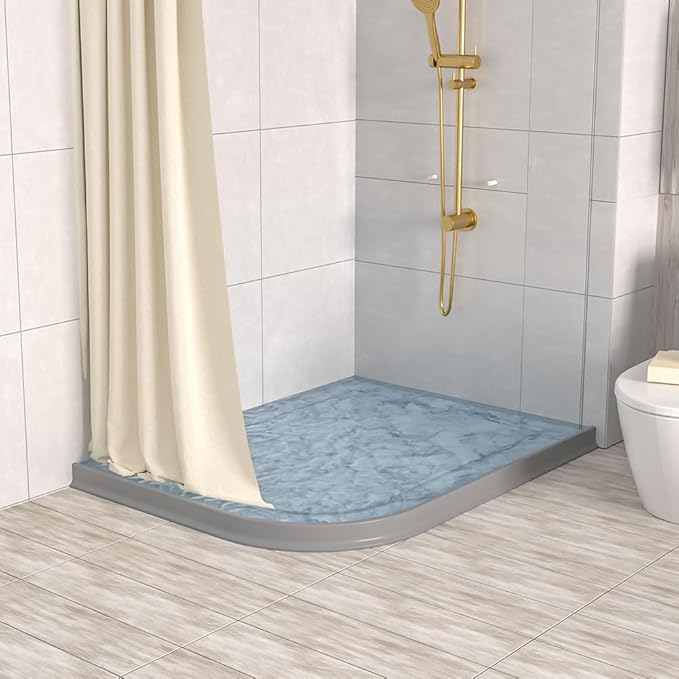 Duzzy 118 Inch Shower Threshold Water Dam, Shower Water Guard to Keep Water in Shower, Shower Water Stopper Dry and Wet Separation Suitable for Bathroom and Kitchen