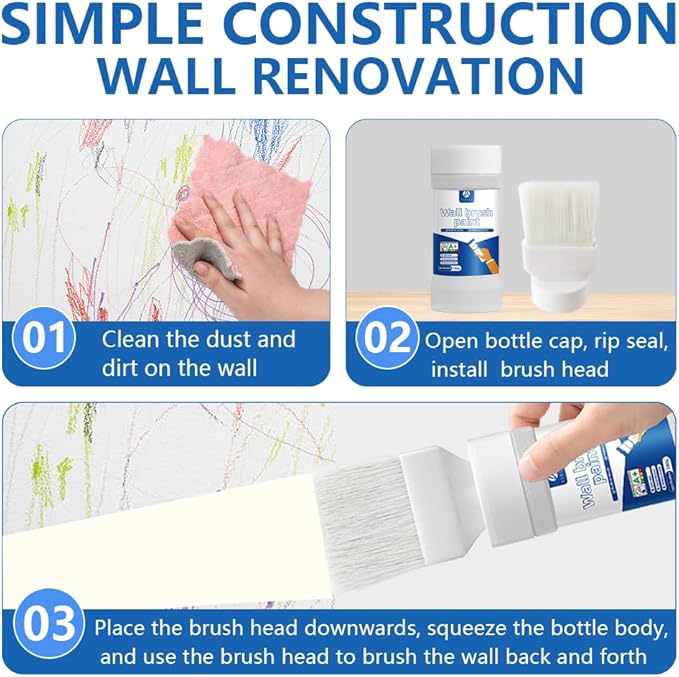 Brush Latex Paint Wall Repair Tool (180g, Pearl White) Strongly Covers Cracks and Graffiti