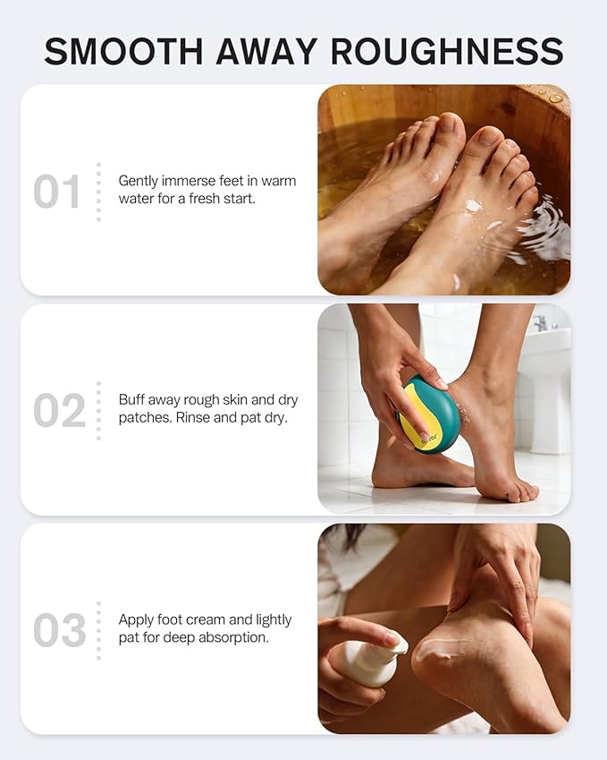 BEZOX Glass Foot Scrubber – Professional Foot File Callus Remover for Dead Skin & Cracked Heels – Premium Pumice Stone Pedicure Tools for Feet with Anti-Slip Handle and Protective Cover - Green