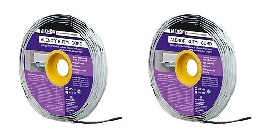 Alenor Black Butyl Seal Putty Tape 1/5'' x 33 Foot - Pack of 2- Leak Proof Putty Tape for RV Repair, Window, Boat Sealing, Glass & EDPM Rubber Roof Patching, Car, Van, Bus & Auto Repair
