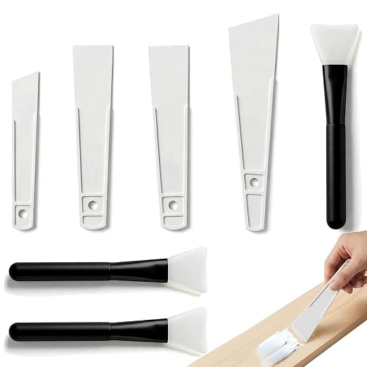 7 Pcs Applicator Glue Spreaders Plastic Glues Smear Sticks Applicator Tool with Silicone Glue Brush Plastic Glues Applicators Easy Clean for Leatherwork Woodwork Handmade DIY Art Crafts Project