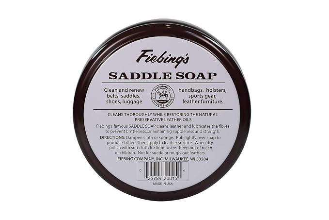 Fiebing's White Saddle Soap for Leather (12 oz Tin) - Cleaner & Conditioner to Soften, Protect & Restore Leathercraft - Soap for Car Seat, Couch, Shoe, Purse, Boot, Bag, & Saddles