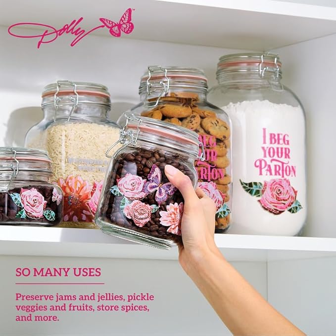 Dolly Parton Preserving Clamp Jar, 33.8 oz (1000ml), Pink