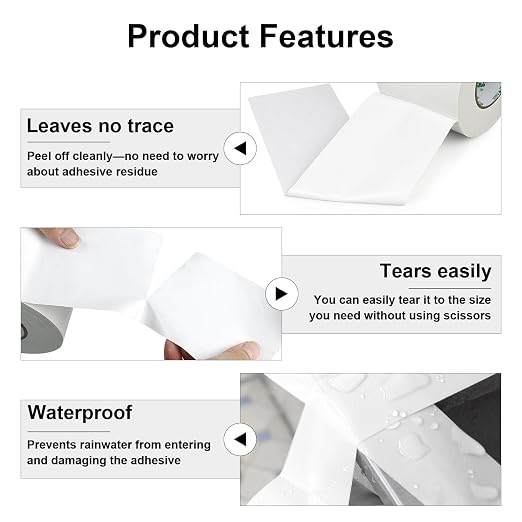 BOMEI PACK White Heavy Duty Duct Tape Strong Adhesive, 6 Inches x 50 Yds Duct Heavy Duty Waterproof All Weather Duct Tape No Residue Sealing for Indoor&Outdoor Repair, 9mil Thick