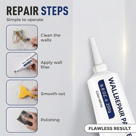 Efficient Drywall Repair Kit with Scraper, Quick-Drying Wall Mending Agent, Multi-Functional Patch Paste for Filling Holes and Cracks, Easy Drywall Repair for Nail Holes and Wall Damage (1 PCS)