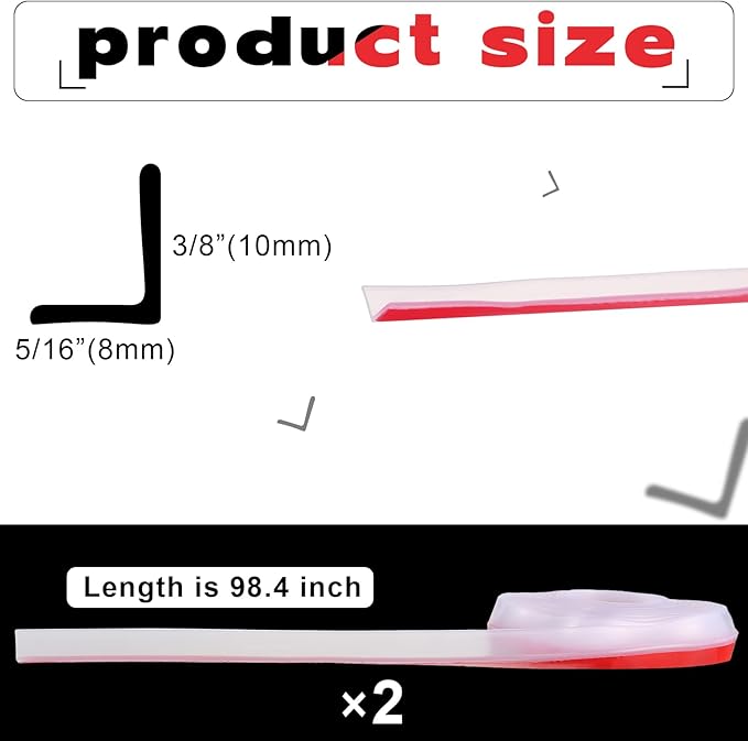 Tondiamo 2 Roll Shower Door Side Seal Strip 196.8 Inch Glass Frameless PVC Bulb Shower Door Bottom Adhesive Seal for Gap Edge Trim Gasket Sweep