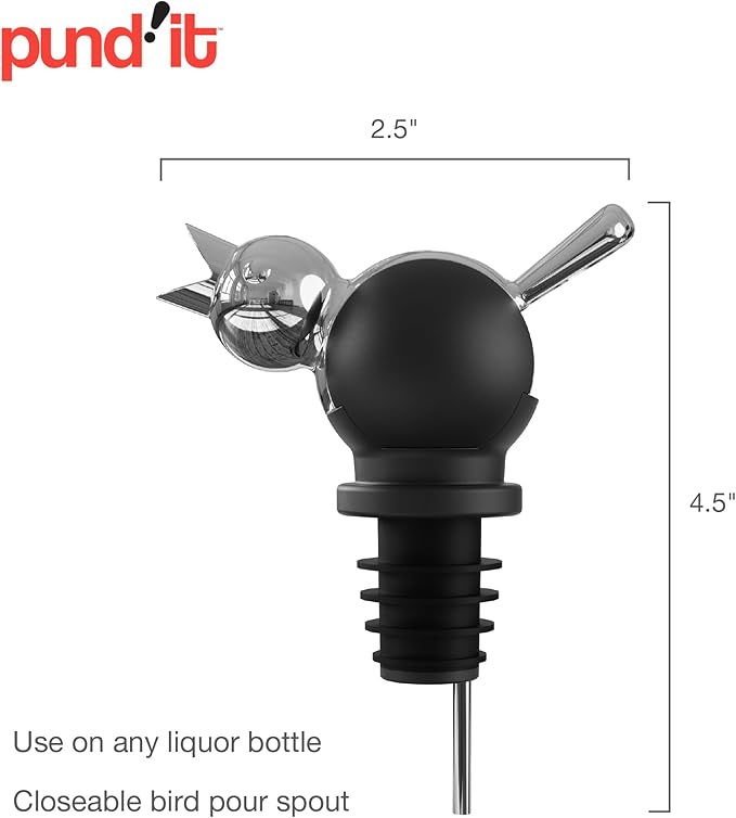 Pund'it Tequila Mockingbird Liquor Pour Spout, Reusable Liquor Bottle Pourer