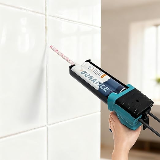 Tile Grout with Hand Caulking Gun 19oz 400ml White Grout Filler Suitable for Wall and Floor Applications, Including Nozzle