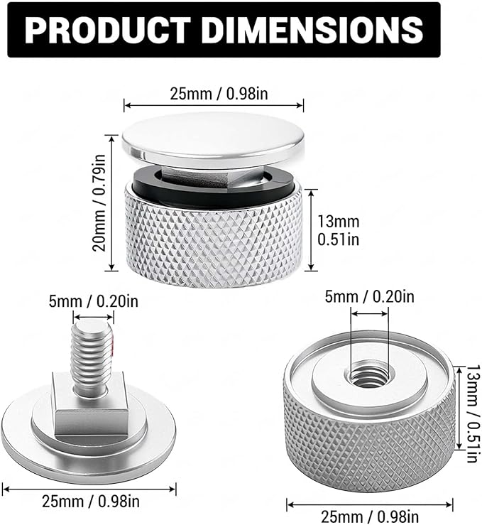 4 Pack Aluminum Alloy Welding Helmet Fasteners with Non-Slip Silicone Washer - Durable Pipeliner Replacement Parts (Silver)