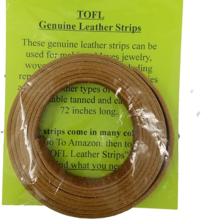 TOFL Genuine Leather Strap | Top Grain Cowhide Strip – Tan (3 Pack) | 72" L x 5/8" W x 1/16" Thick | Suede Backing | Leather Craft Supplies | Leatherworking & DIY Repair Projects | 4-5 oz