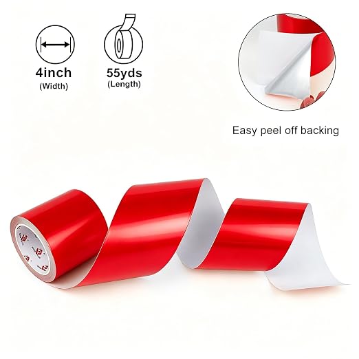 BOMEI PACK Aluminum Foil Tape,Heavy Duty Metal Foil Duct Tape (Red, 4 Inch)