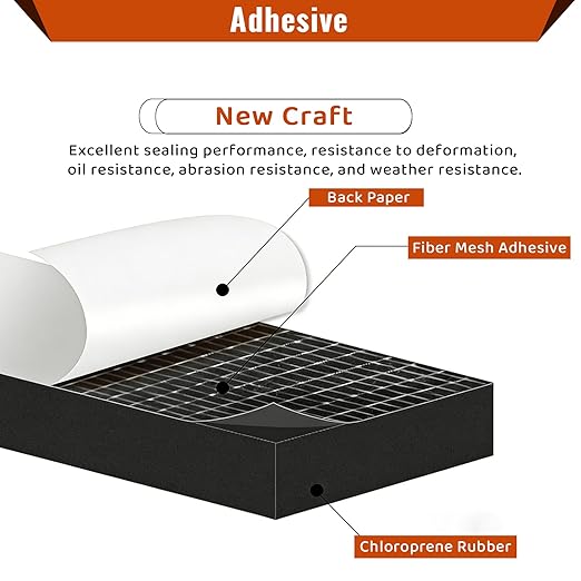 High Density Foam Tape - 2'' x 3/8'' x 13Ft Weatherproof Adhesive Prevent Condensation Heat Resistant Flame Retardant Weather Stripping Easy to Cut & Install & Remove for Car Doors Pipes Windows
