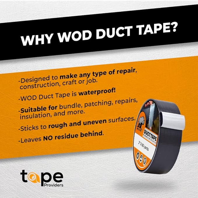 WOD DTC10 Advanced Strength Industrial Grade Olive Drab Duct Tape, 1 inch x 60 ft. Waterproof, UV Resistant For Crafts & Home Improvement