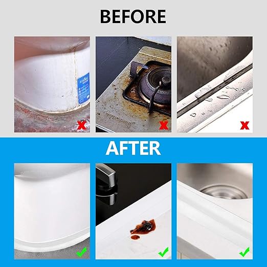 Bath & Kitchen Caulk Tape Sealant Strip, PVC Self-Adhesive Tub & Wall Sealing Tape, Shower Tile Sealer (2PC)