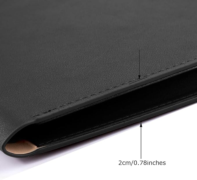 PU A4 Leather File Folder Document Holder Folder Stylish Portfolio Envelope Case with Strap and Invisible Magnetic Closure (Black)