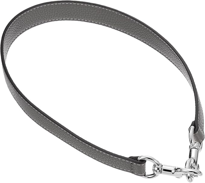 uxcell 25.59 Inch PU Leather Short Bag Strap with Clasp, Purse Handles Handbags Replacement Straps for Clutch Bag Underarm Bags, Grey, Silver Buckle