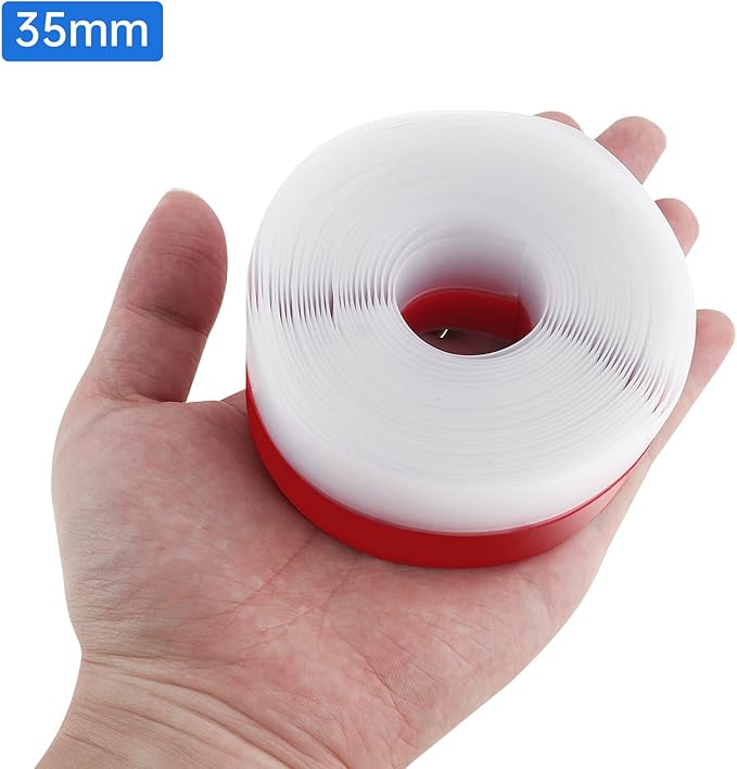 35mm Weather Stripping, 5M/16.4FT Transparent Silicone Weather Stripping Upgraded Strong Adhesive Door Seal Strip for Doors, Windows & Shower Glass Gaps, Waterproof & Soundproof Red Backing Tape