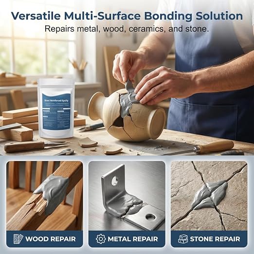 Epoxy Putty Fast Repair Clay, 2-Part Repair Filler Putty for Metal Wood Ceramic Stone Tile and Plastic, Filling Cracks Holes and Surface Repairs (1)