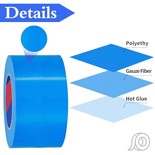 Blue Heavy Duty Duct Tape, 3 Inch x 55 Yards, Industrial Grade Waterproof & UV Resistant, Strong Adhesive for Indoor Outdoor Repairs, Crafts, Home Improvement, Moving Packing and DIY Projects
