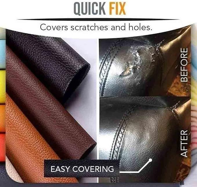 Leather Repair Patch Large Self-Adhesive Leather Repair Tape, Reupholster Leather Patches for Furniture Couch Chairs Car Seat (Black,19x50 inch)