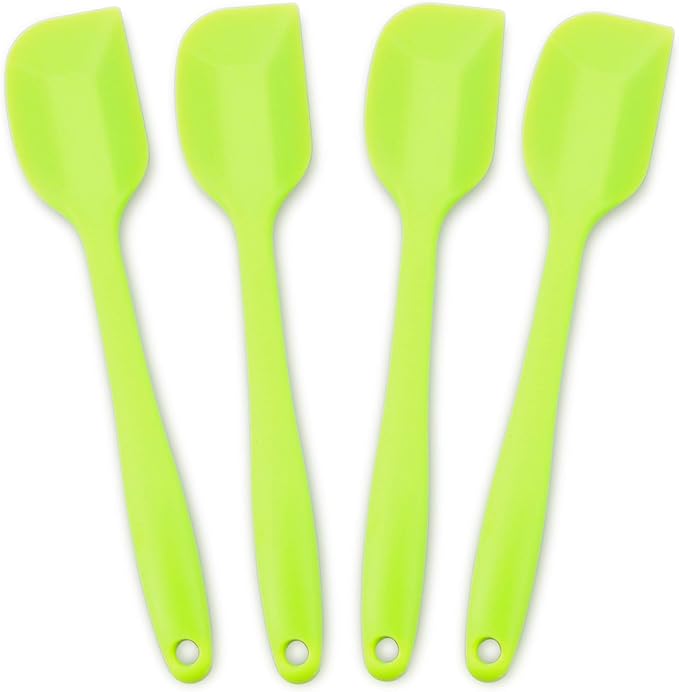 4‑Piece Silicone Spatulas Set Heat Resistant 600°F Seamless Steel‑Core Rubber Spatulas for Nonstick Cookware ALLWIN HOUSEWARE Uniform Length Kitchen Spatulas for Cooking & Baking, Green