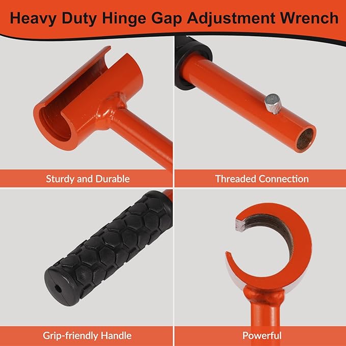 Hinge Gap Adjustment Wrench Tool Set, Upgraded 0.55-0.98 Inch Door Hinge Repair Spanner Key for Round Bolt Standard Gauge with 4-way Multi-Functional Utilities Key, Orange
