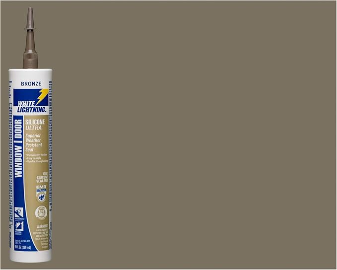 White Lightning W31103510 Silicone Ultra Window and Door Sealant, Bronze, 10 fl. oz.