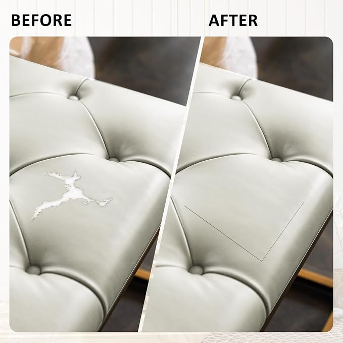 AOOTOOLINK Leather Repair Patch 17X237 Inch Self Adhesive Leather Repair, Large Leather Repair Tape for Couches, Furniture, Car Seats, Cabinets, Sofa, Handbags (Beige, 17X237 Inch)