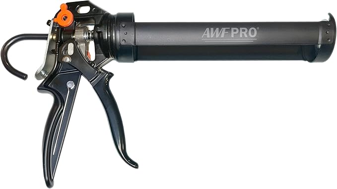 AWF PRO 10 oz Dual Thrust Caulk Gun, 25:1 or 12:1 Thrust Ratio, No Drip, Rotating Barrel, Comfort Grip, with Built-In Puncture Tool
