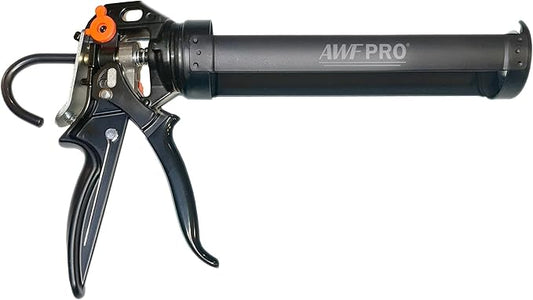 AWF PRO 10 oz Dual Thrust Caulk Gun, 25:1 or 12:1 Thrust Ratio, No Drip, Rotating Barrel, Comfort Grip, with Built-In Puncture Tool