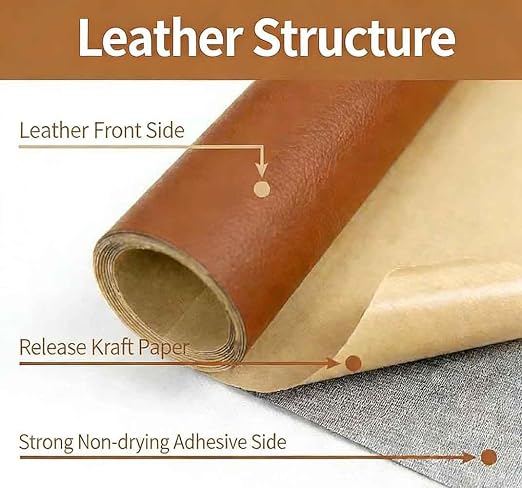 Leather Repair Patch Tape Kit, Self Adhesive Leather Repair for Furniture, Couch, Sofa, Car Seats,Office Chair,Vinyl Repair Kit (Dark Brown,19x40 inch)