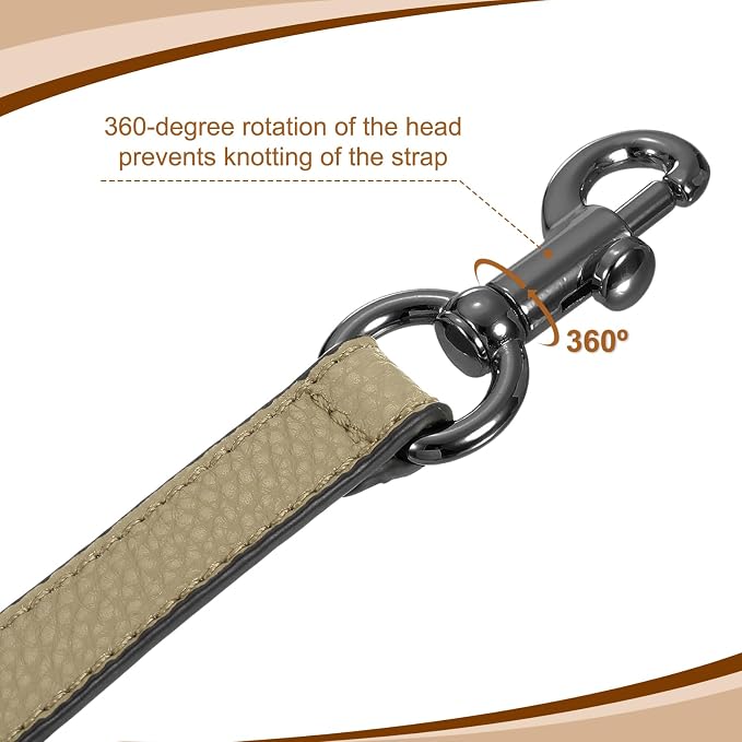 uxcell 19.29 Inch PU Leather Short Bag Strap with Clasp, Purse Handles Handbags Replacement Straps for Clutch Bag Underarm Bags, Khaki, Grey Buckle