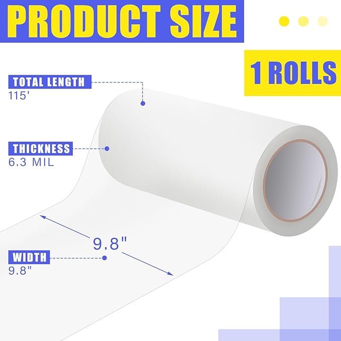 9.8'' x 115' Greenhouse Repair Tape 6.3 mil Thickness Heavy Duty Greenhouse Tape Clear UV Resistant Waterproof for Repairing Plastic Sheeting Polyethylene Film for Seaming Splicing