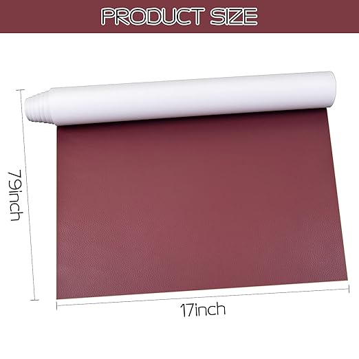 Leather Repair Patch, Self-Adhesive Leather Repair Tape, Large Reupholster Leather Patches for Furniture Couch Chairs Car Seat (Dark Red, 17x79 inch)