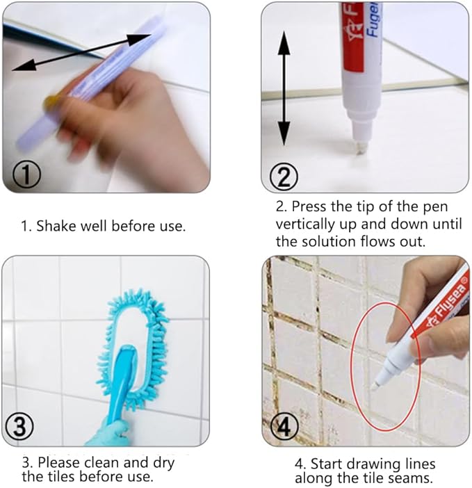 12 Pack Tiles Joint Repair Pens Tile Grout Line Marker Repair Pens Waterproof Water Based Ink for Kitchen Bedroom Wall Floor Tile Gaps (Black)