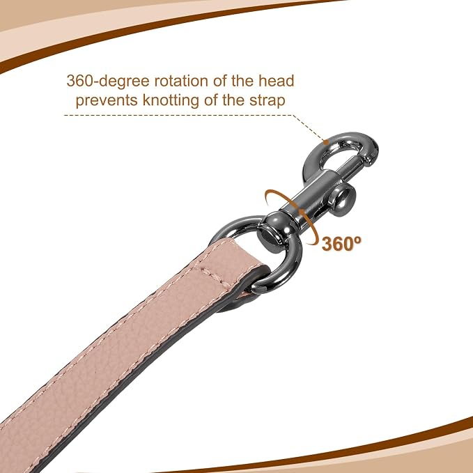 uxcell 19.29 Inch PU Leather Short Bag Strap with Clasp, Purse Handles Handbags Replacement Straps for Clutch Bag Underarm Bags, Pink, Grey Buckle