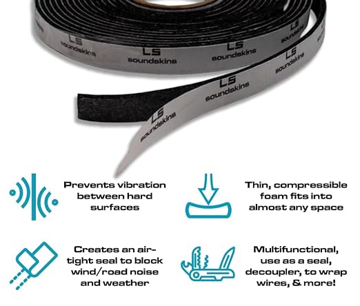 Soundskins Silent Insulation Strip Sound Deadening Closed Cell Acoustic Foam Tape SSK-Strip Rubber Closed Cell Foam (1/2" x 17 ft)