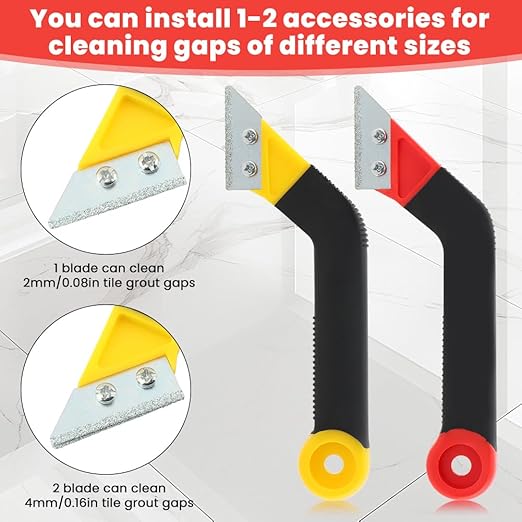 11 Pack Grout Removal Tool Kit, Long-Lasting Saw Angled Tile Grout Remover with 2 Tile Grout Saws 6 Replacement Blades & 2 Grout Cleaning Blades, for Tile Cleaning