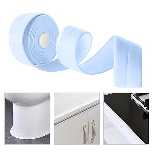 3 Rolls Caulk Tape Self Adhesive Caulk Strip Waterproof,Blue Caulking Sealant Trim for Bathroom, Caulk Sealing Strip for Toilet Sink Edge Protector with Sealing Tool (10.5Ft x 1.5In)
