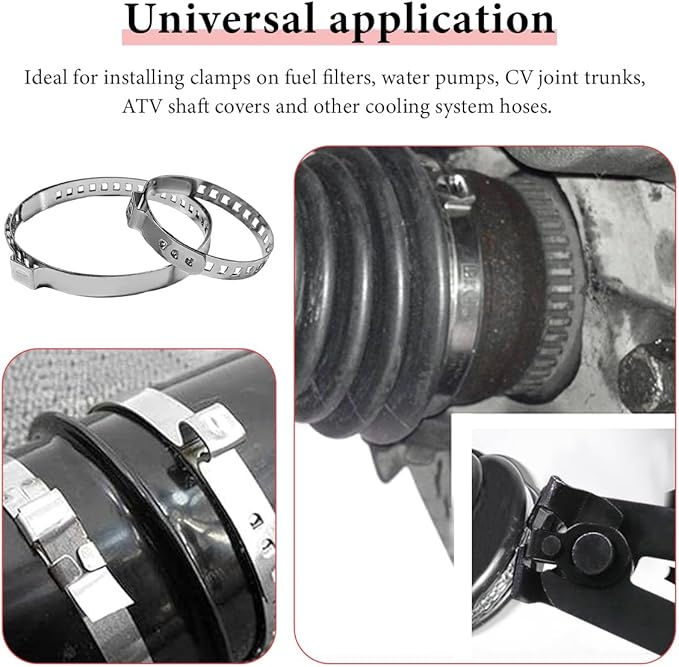 CV Boot Clamp Pliers with 20PCS Crimp Bands, Ear-Type Extension CV Axle Boot Banding Tool Kit, Single Ear Hose Clamps Pliers Universal Car Repair Tool