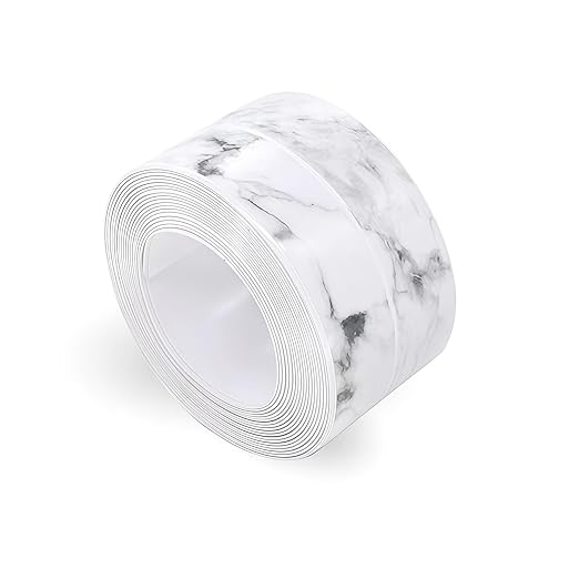 Caulk Tape, 10.5FT Peel and Stick Waterproof Seal Tape - No Tools No Mess Self-Adhesive Waterproof Tape for Toilet Bathtub Sink Tub Kitchen Countertop, Flexible PVC Strip Filler Caulking Tape