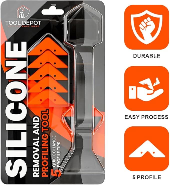 Caulking and Silicone Tool 3 in 1 Sealant Finishing Tool with Stainless Head, Caulk Remover, sealant Remover, Angle Scraper for Bathroom, Kitchen,Floor,Window,Sink