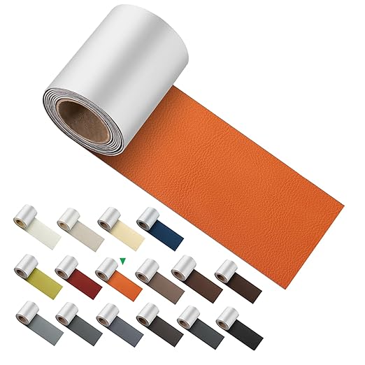 ILOFRI Leather Repair Patch Tape 3x60 inch, Strong Adhesion Backing Self Adhesive Leather Replacement for Couch, Car Seats, Boat Seats, Sofa, Upholstery. Bonded Leather Repair Roll - Orange