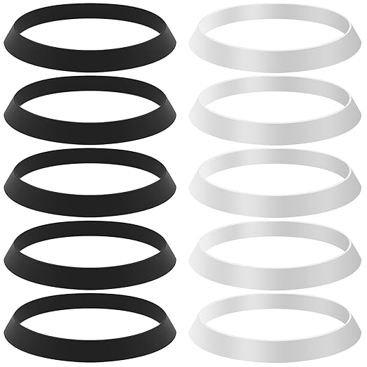 10 Pcs Sink Drain Gasket, 2 Colors, Seal Ring Waste Pipe Washer, Slip-Joints Washers, Rubber Gasket Washers Plumbing for 1 1/2 Inch Drain Pipe Sink Drains, Black & White