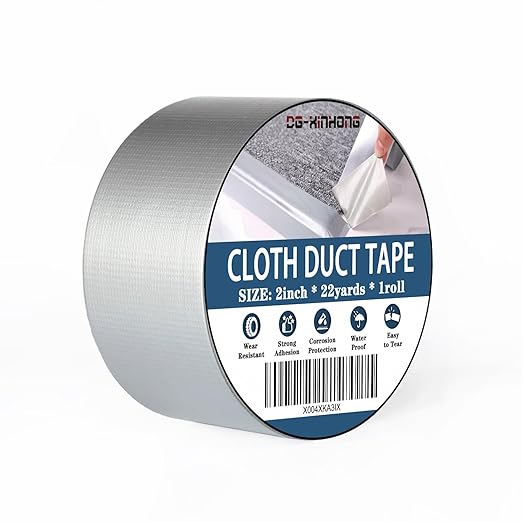 1-Pack Multipurpose Strong Cloth Duct Tape,2IN×22yd Duct Tape Heavy Duty Waterproof Silver Easy Tear, High Adhesion for Indoor/Outdoor Repairs, DIY, Packaging